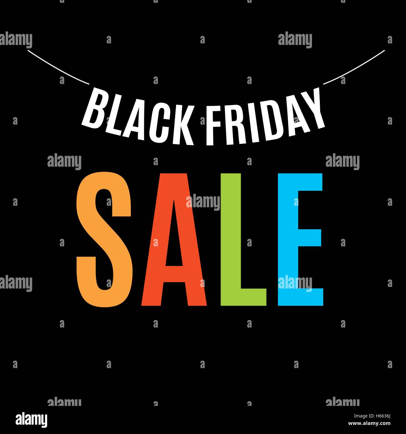 Isolato colorato venerdì nero annuncio logo. Shopping Mall di sconto logotipo. Vettore venerdì nero poster illustrazione. Sfondo di vacanza e la vendita di banner design. Modello con tag shopping. Illustrazione Vettoriale