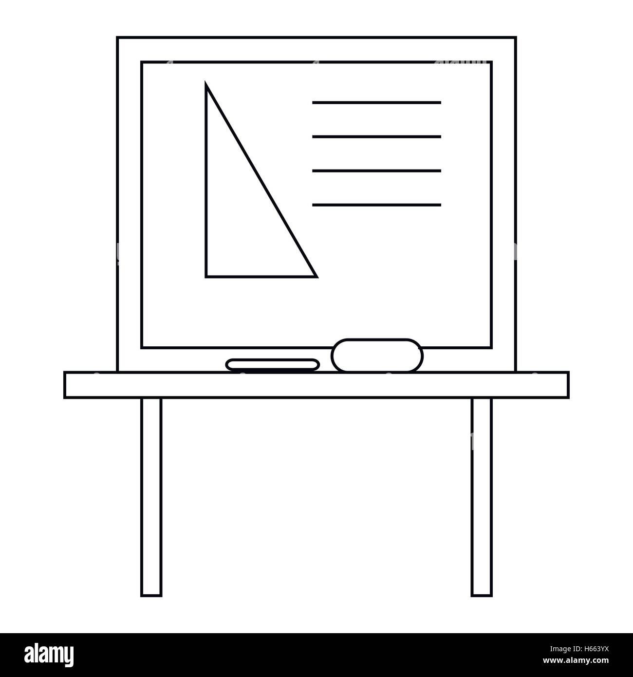 Triangolo su una lavagna scuola di icona di stile di contorno Illustrazione Vettoriale