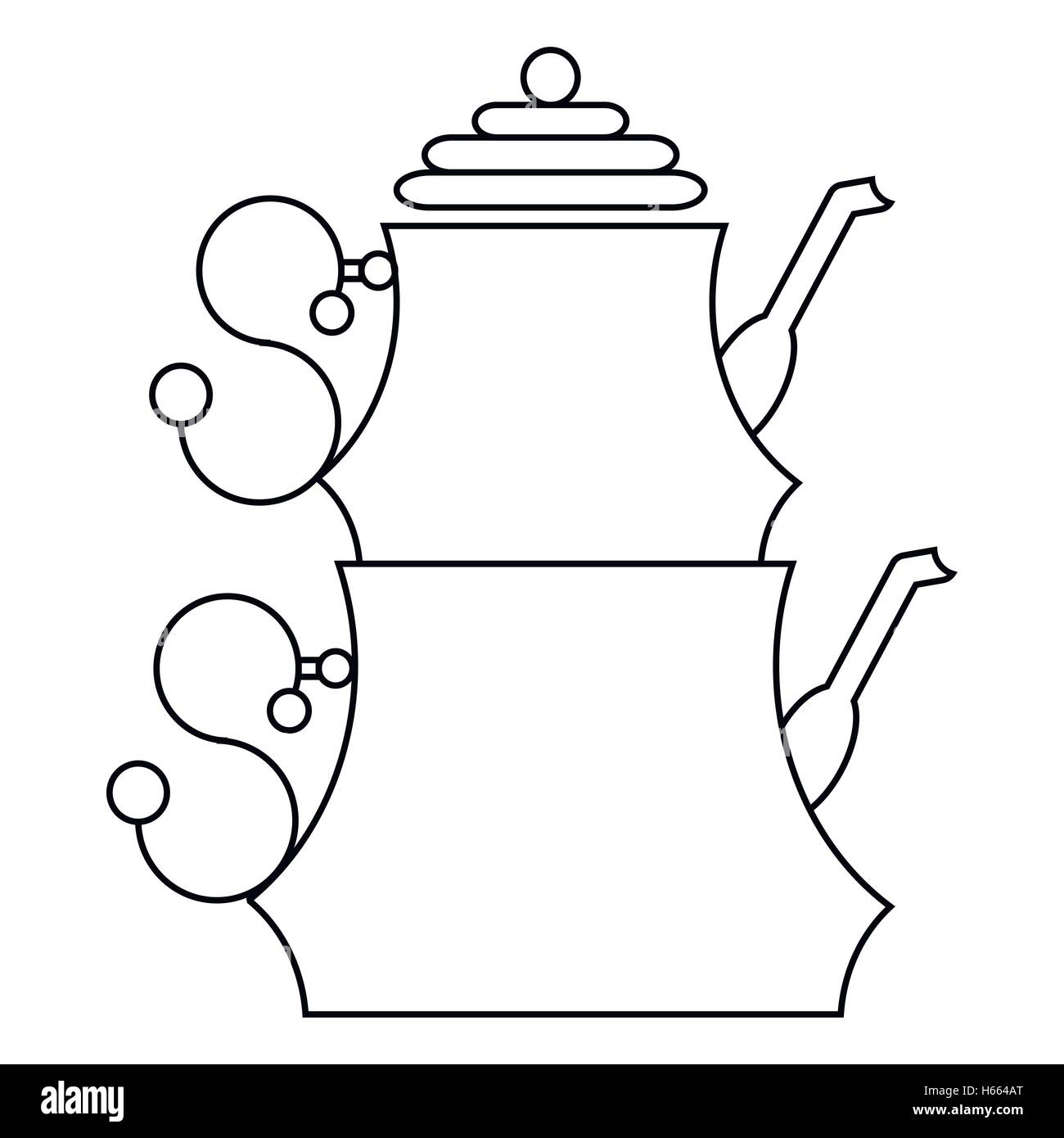 Bagno turco teiera icona, stile contorno Illustrazione Vettoriale