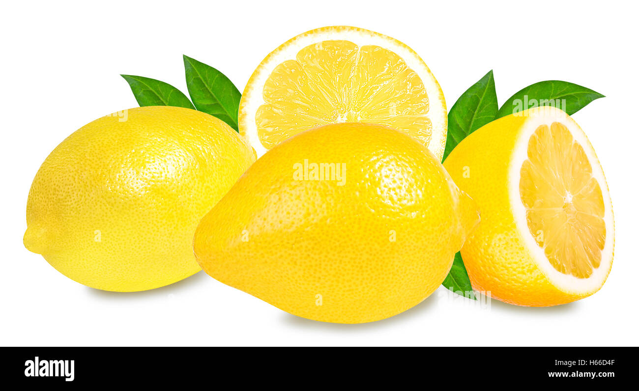 Limone fresco isolato su sfondo bianco Foto Stock
