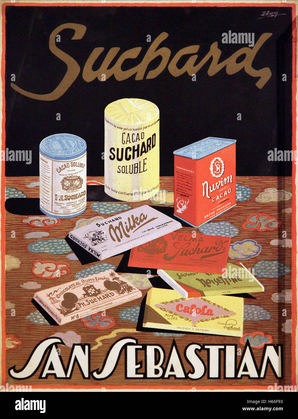 Spagnolo poster vintage cioccolato (San Sebastian ) Foto Stock