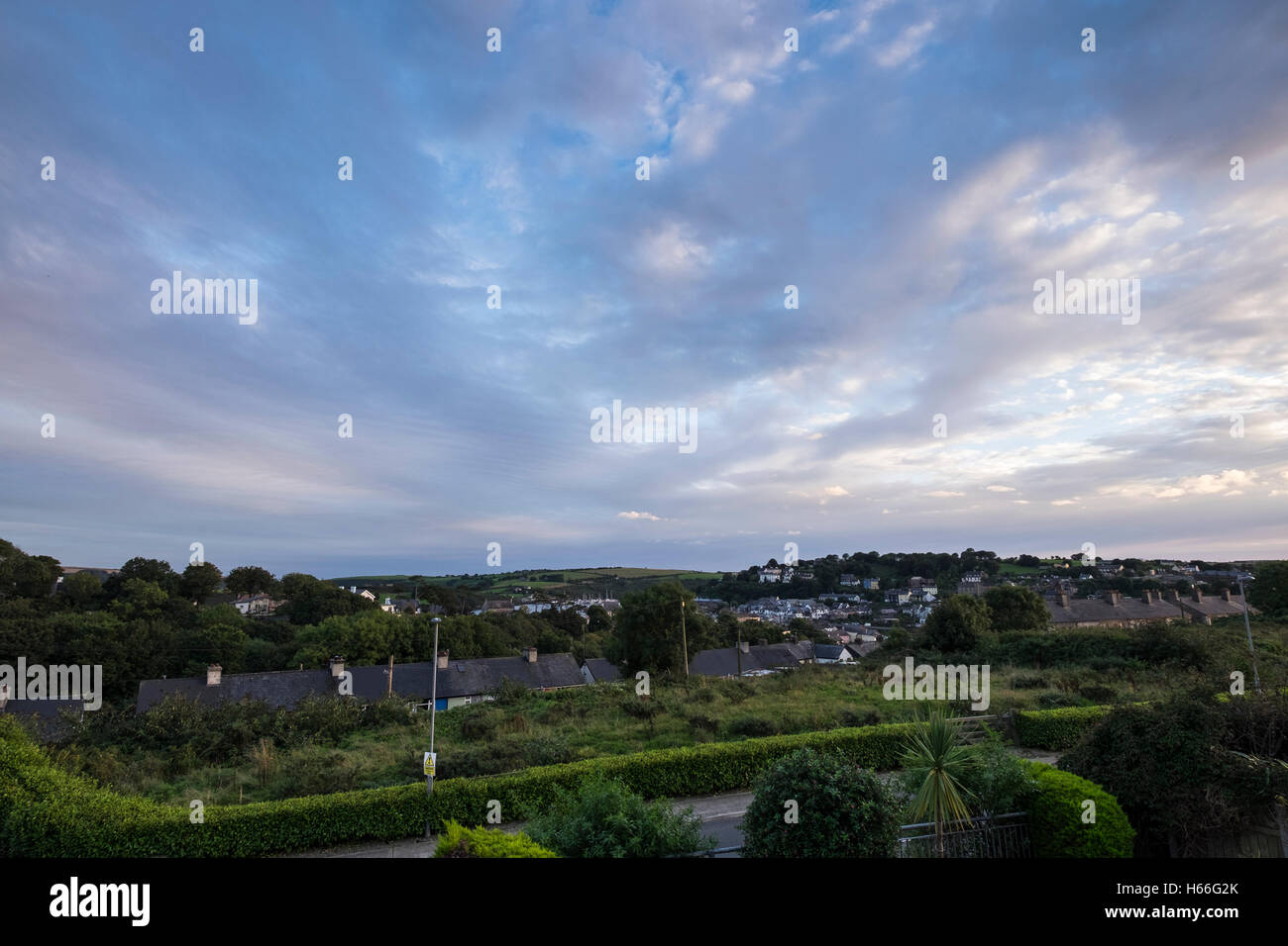 Vista sulla cittadina di Kinsale da Admirals a piedi, al tramonto, County Cork, Irlanda Foto Stock