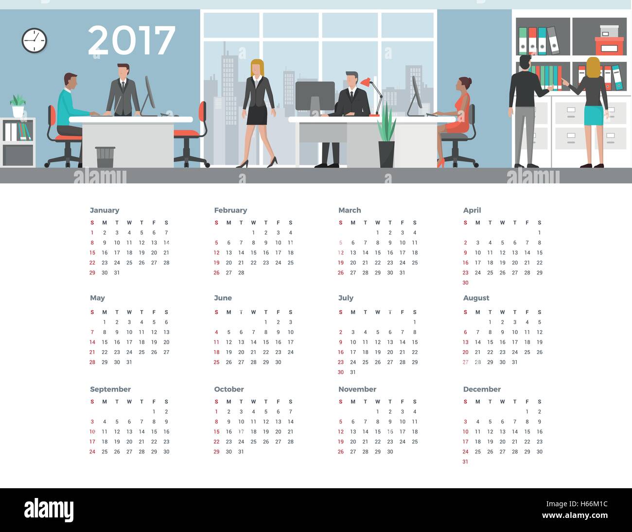 Calendario business 2017 Illustrazione Vettoriale