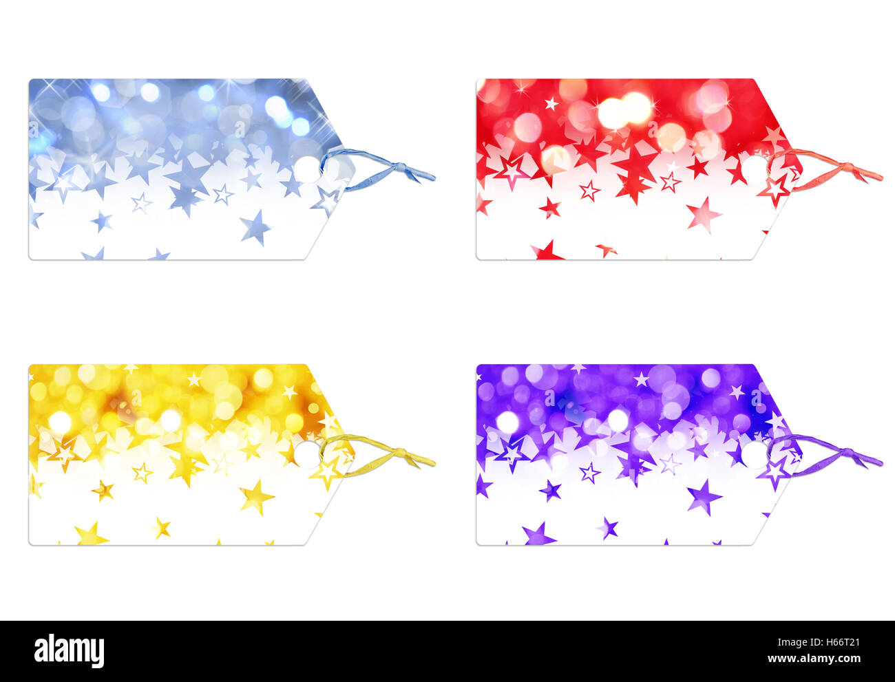 Raccolta di stelle di natale etichette, isolati su sfondo bianco Foto Stock