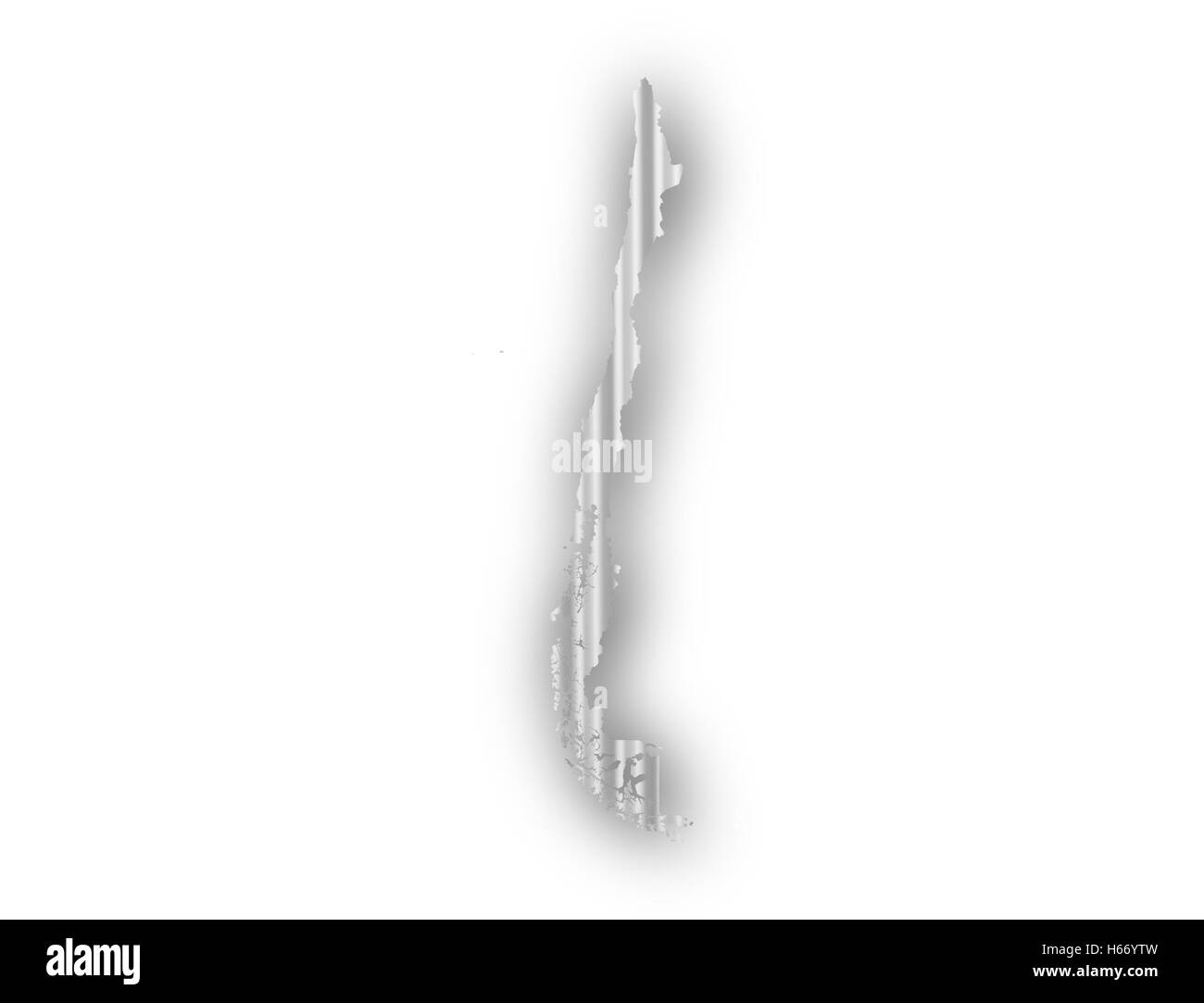 Mappa di Cile su ferro corrugato Foto Stock