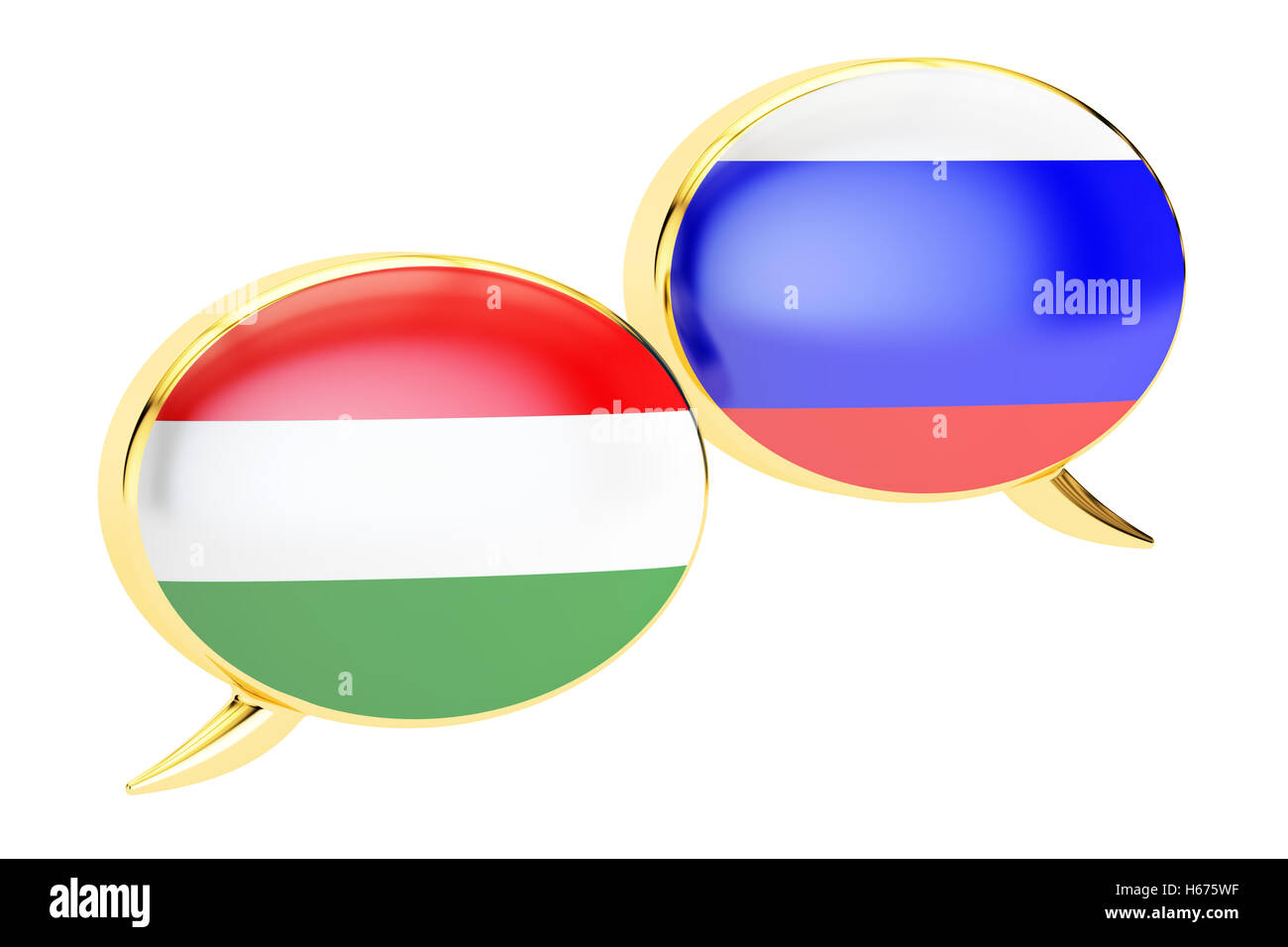 Fumetti, Russian-Hungarian concetto di conversazione. Il rendering 3D Foto Stock