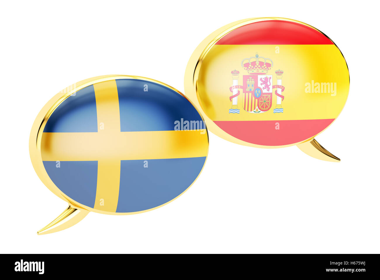 Fumetti, Spanish-Swiss concetto di traduzione. Il rendering 3D Foto Stock