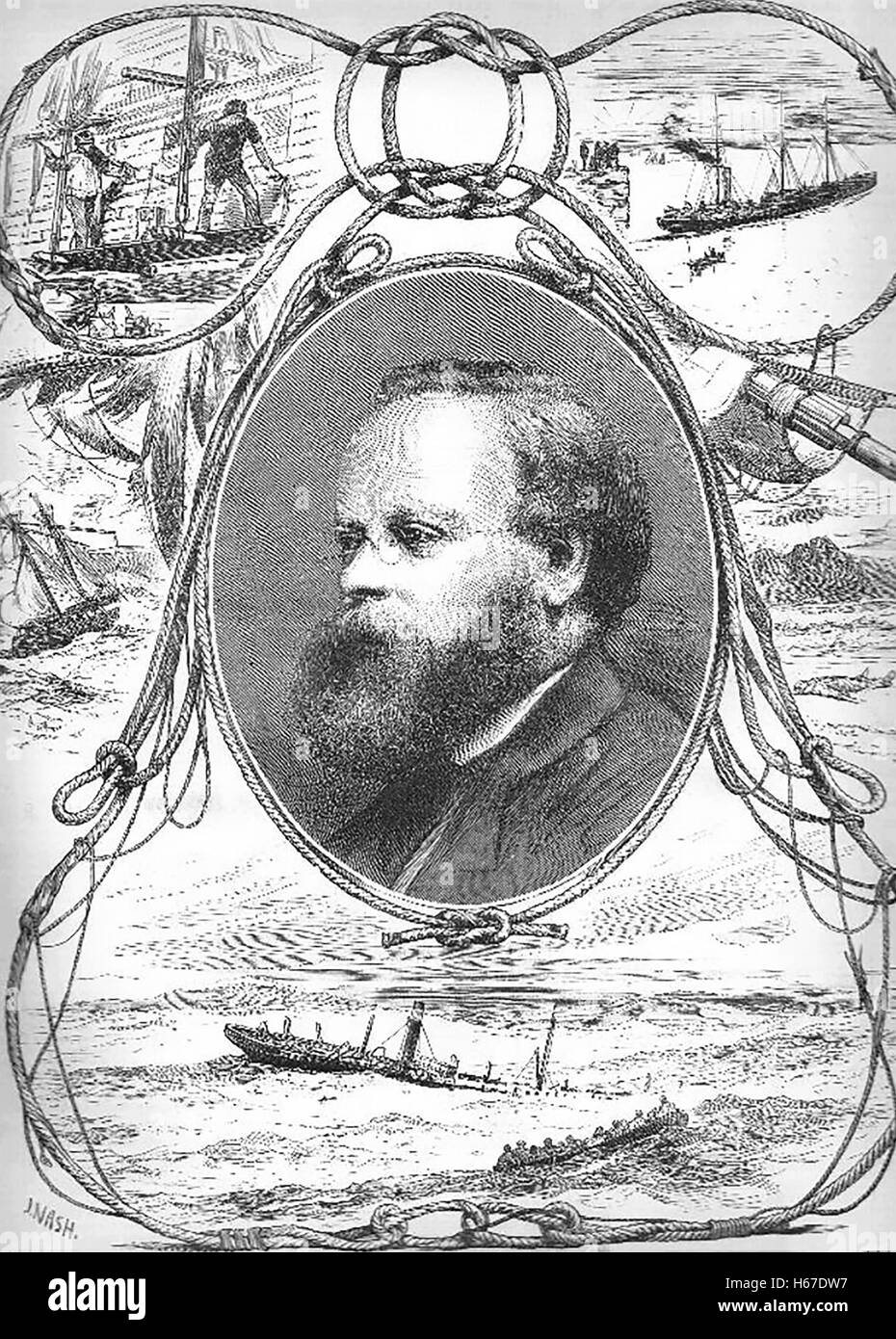 SAMUEL PLIMSOLL (1824-1898), uomo politico inglese che ha ideato la nave di linea Plimsoll. Incisione di circa 1880 Foto Stock