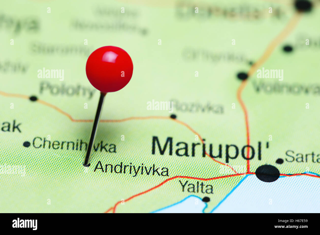 Andriyivka imperniata su una mappa dell'Ucraina Foto Stock