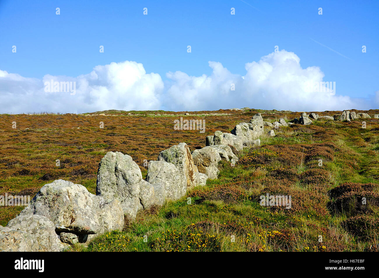 Muro di pietre in terra / Land's End / Cornovaglia / Inghilterra Foto Stock