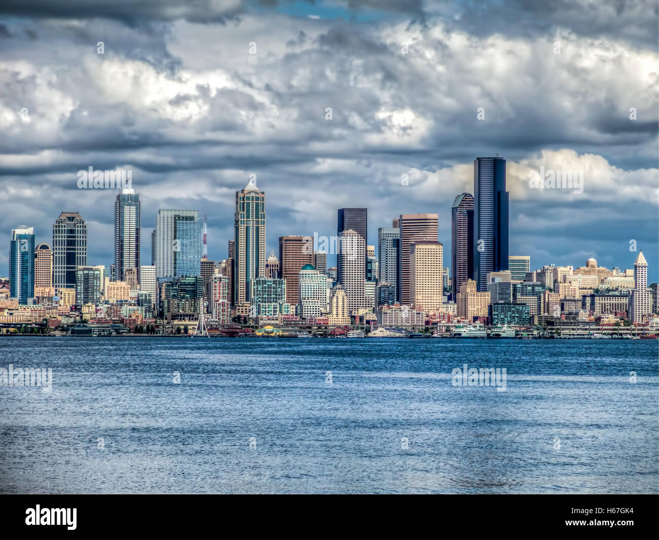 HDR foto elaborata del Seattle skyline. Foto Stock
