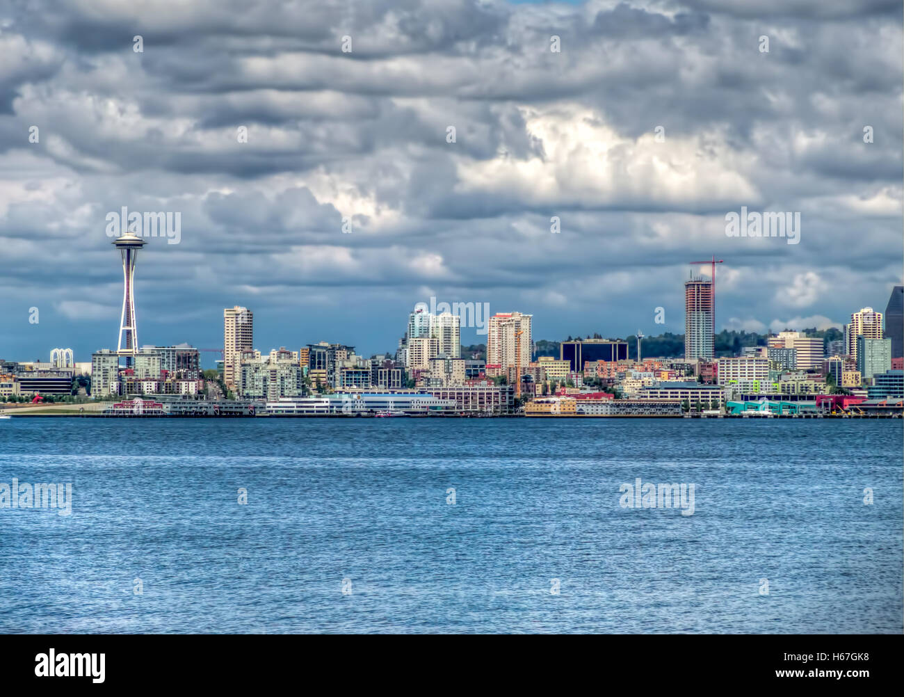 HDR foto elaborata del Seattle skyline. Foto Stock