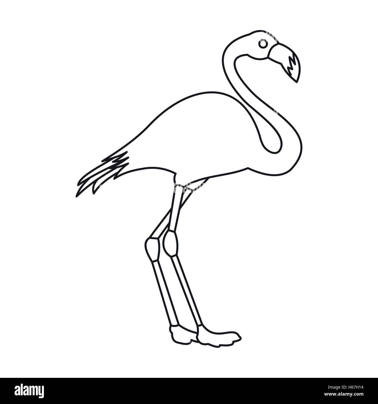 Icona di Flamingo, stile contorno Illustrazione Vettoriale