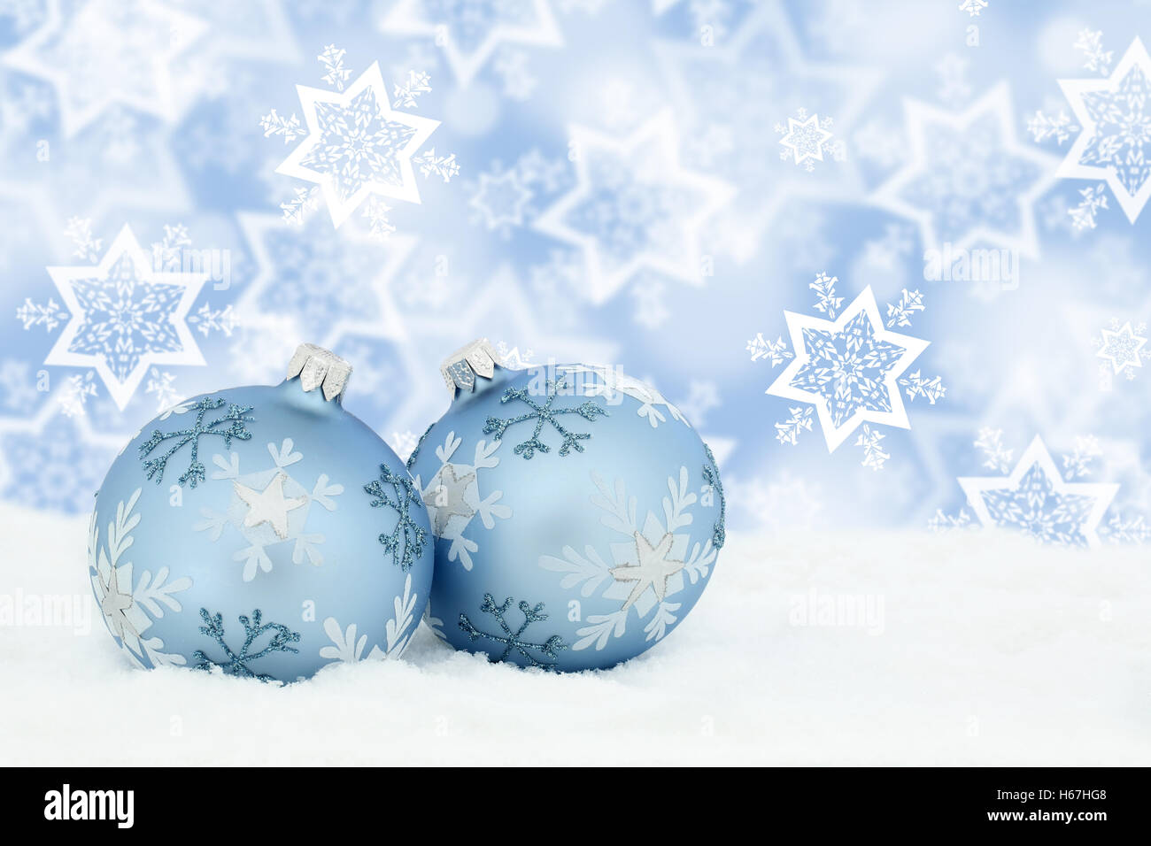 Scheda di Natale sfondo palle di neve invernale copyspace spazio copia testo Foto Stock