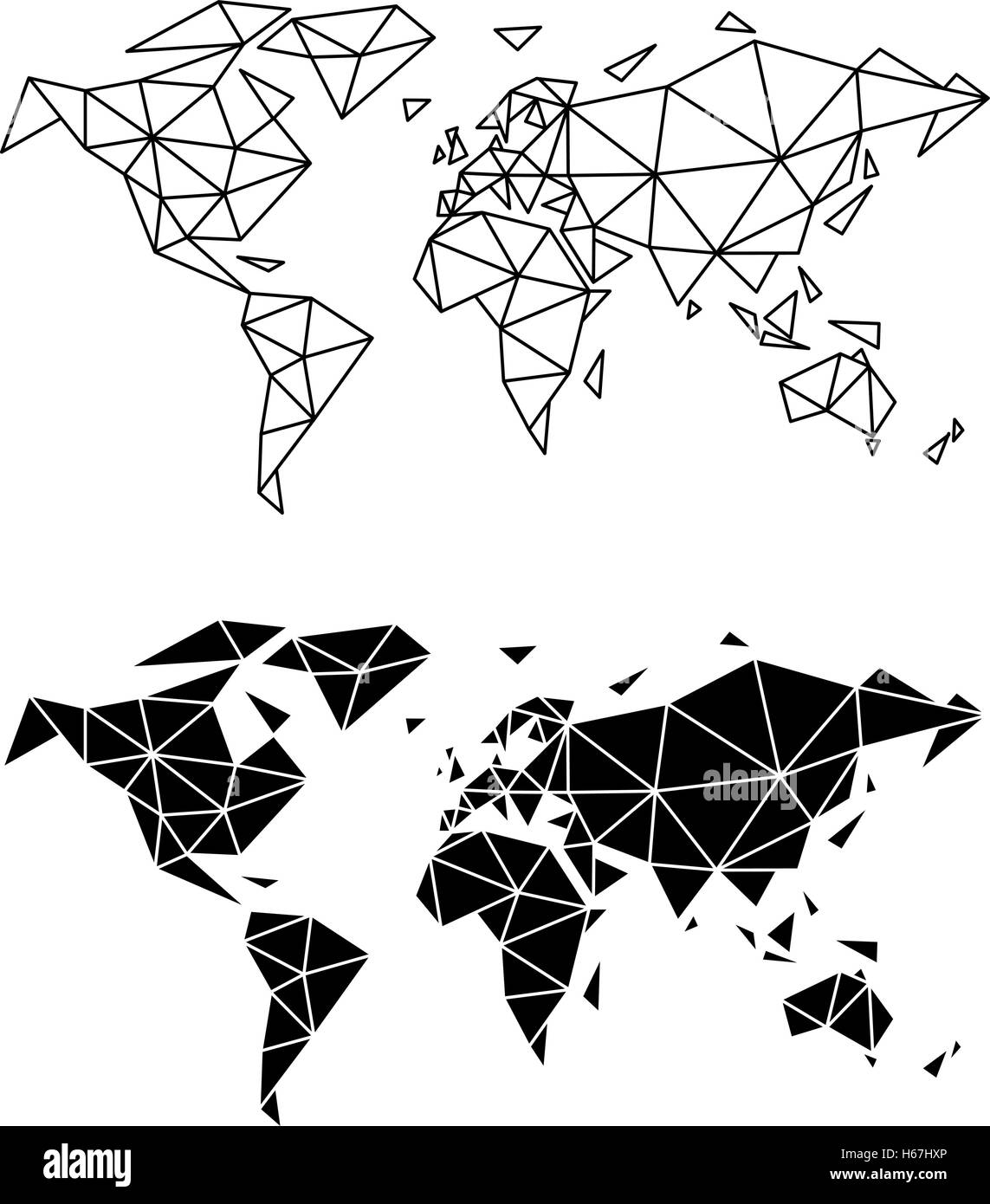 Geometrica astratta mappa del mondo, poligono terra, illustrazione vettoriale Illustrazione Vettoriale