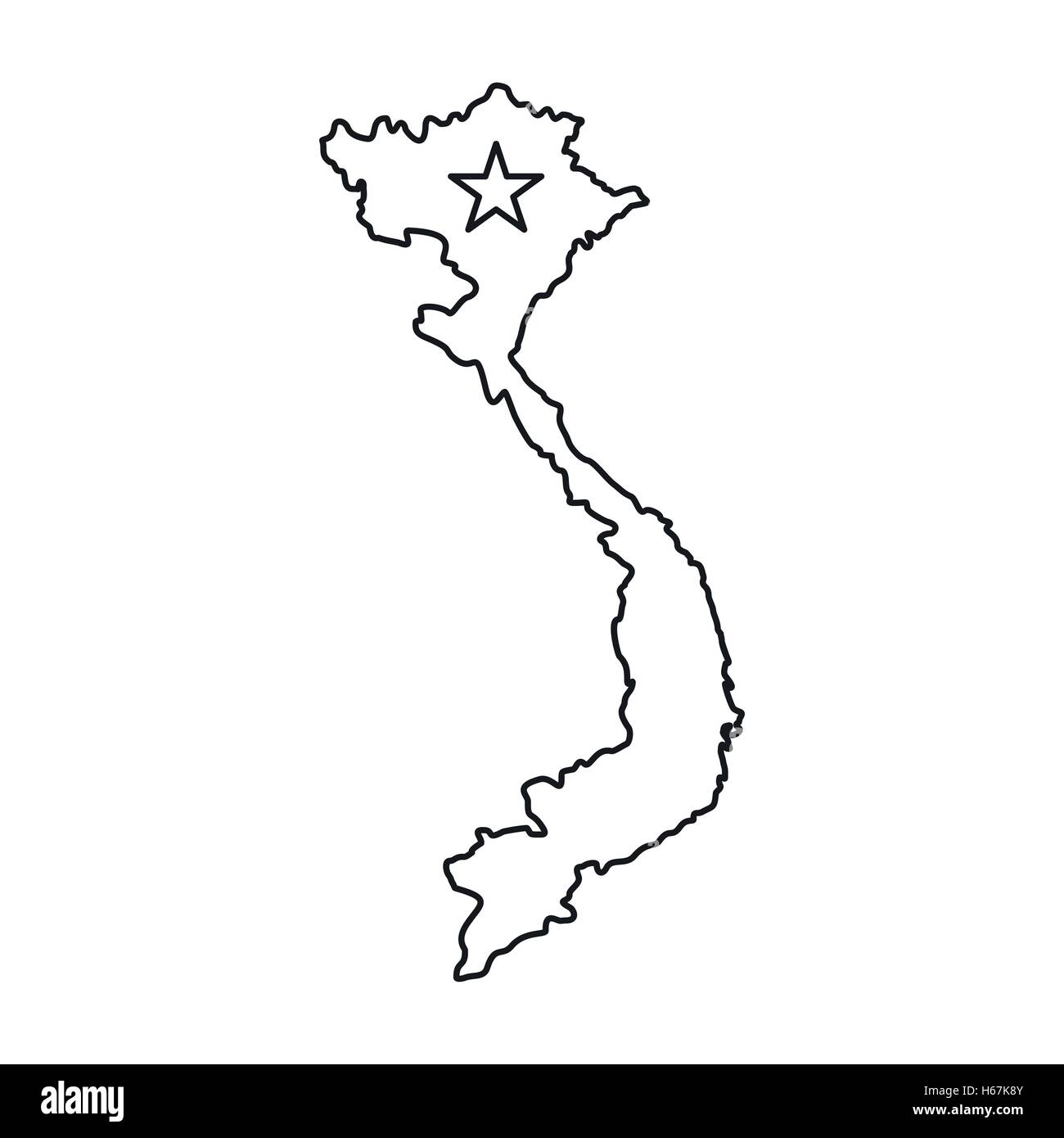 Il Vietnam icona mappa, stile contorno Illustrazione Vettoriale