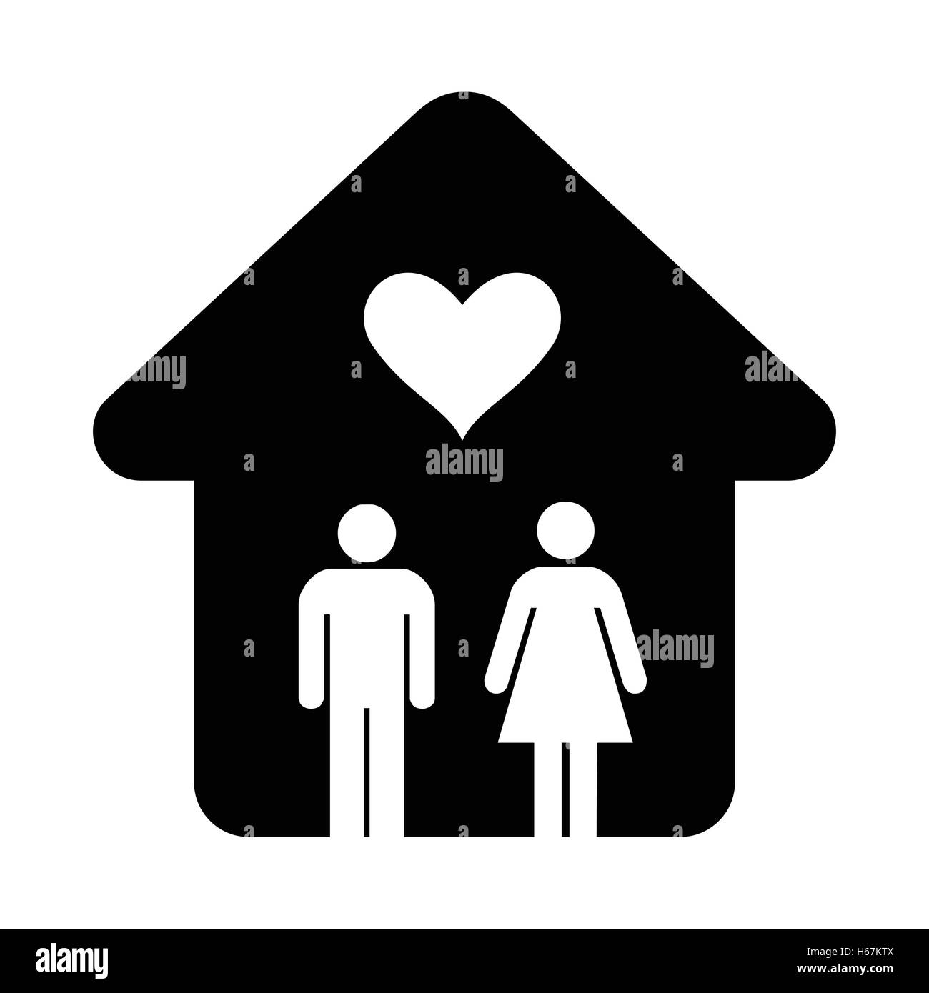 Casa con cuore semplice icona Illustrazione Vettoriale