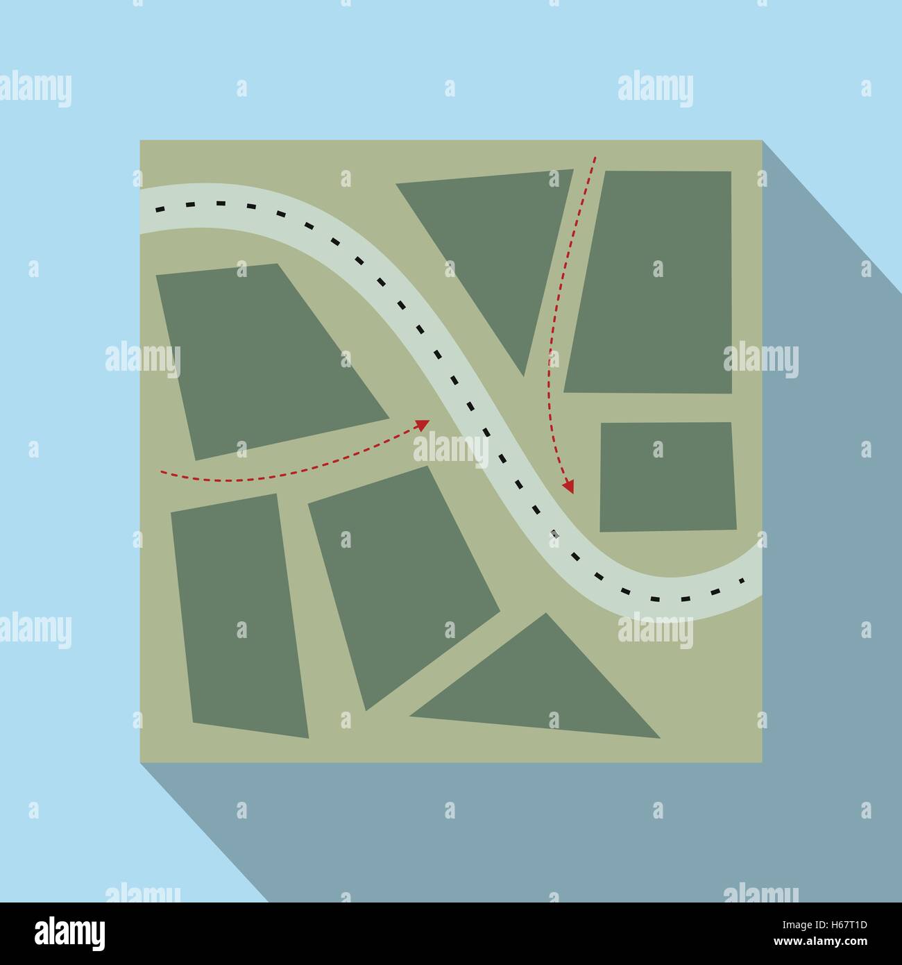 Mappa stilizzata figura piana Illustrazione Vettoriale