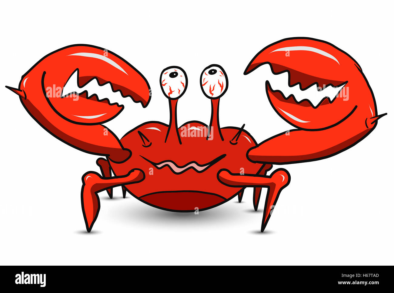 Illustrazione di un felice Cartoon Granchio rosso Foto Stock