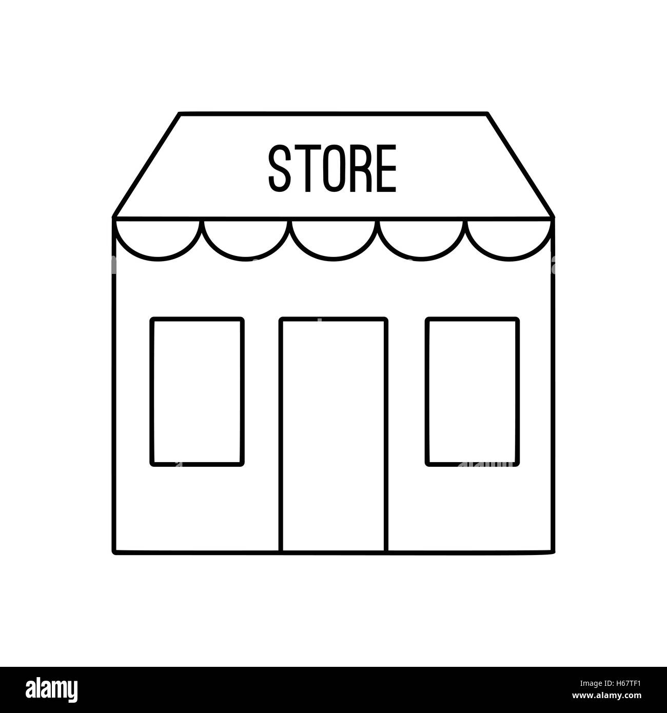 Store edificio icona di linea Illustrazione Vettoriale