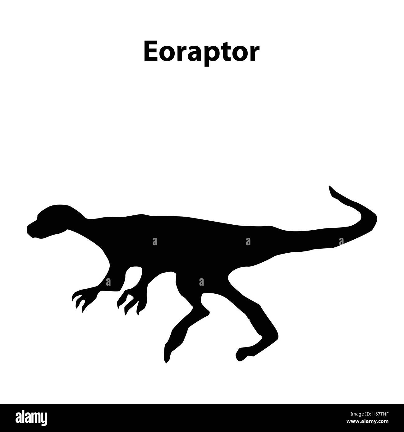 Dinosauro Eoraptor silhouette Illustrazione Vettoriale