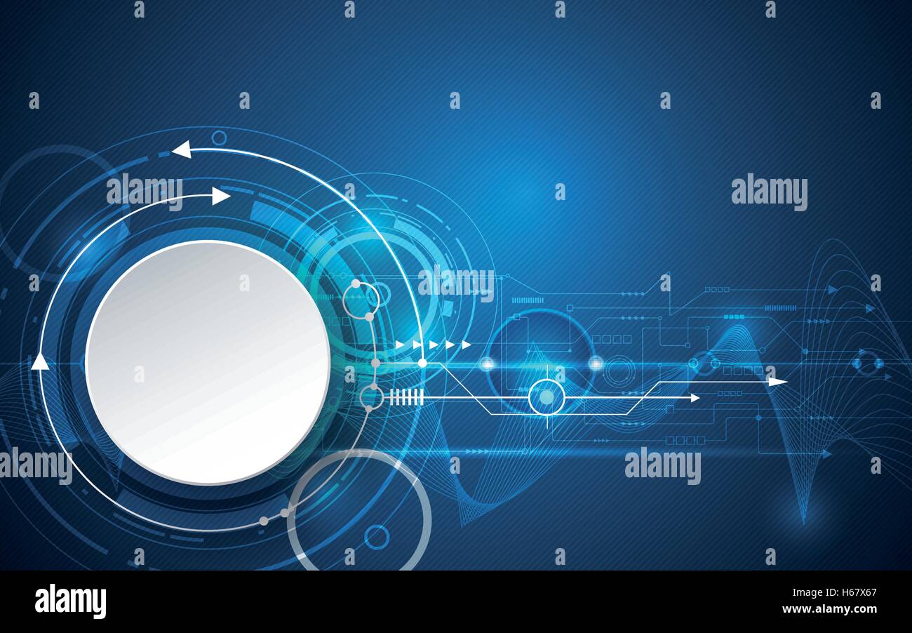 Illustrazione Vettoriale 3d libro bianco cerchio con linee di onda e scheda a circuito stampato, Hi-tech la tecnologia digitale, ingegneria, te digitale Illustrazione Vettoriale