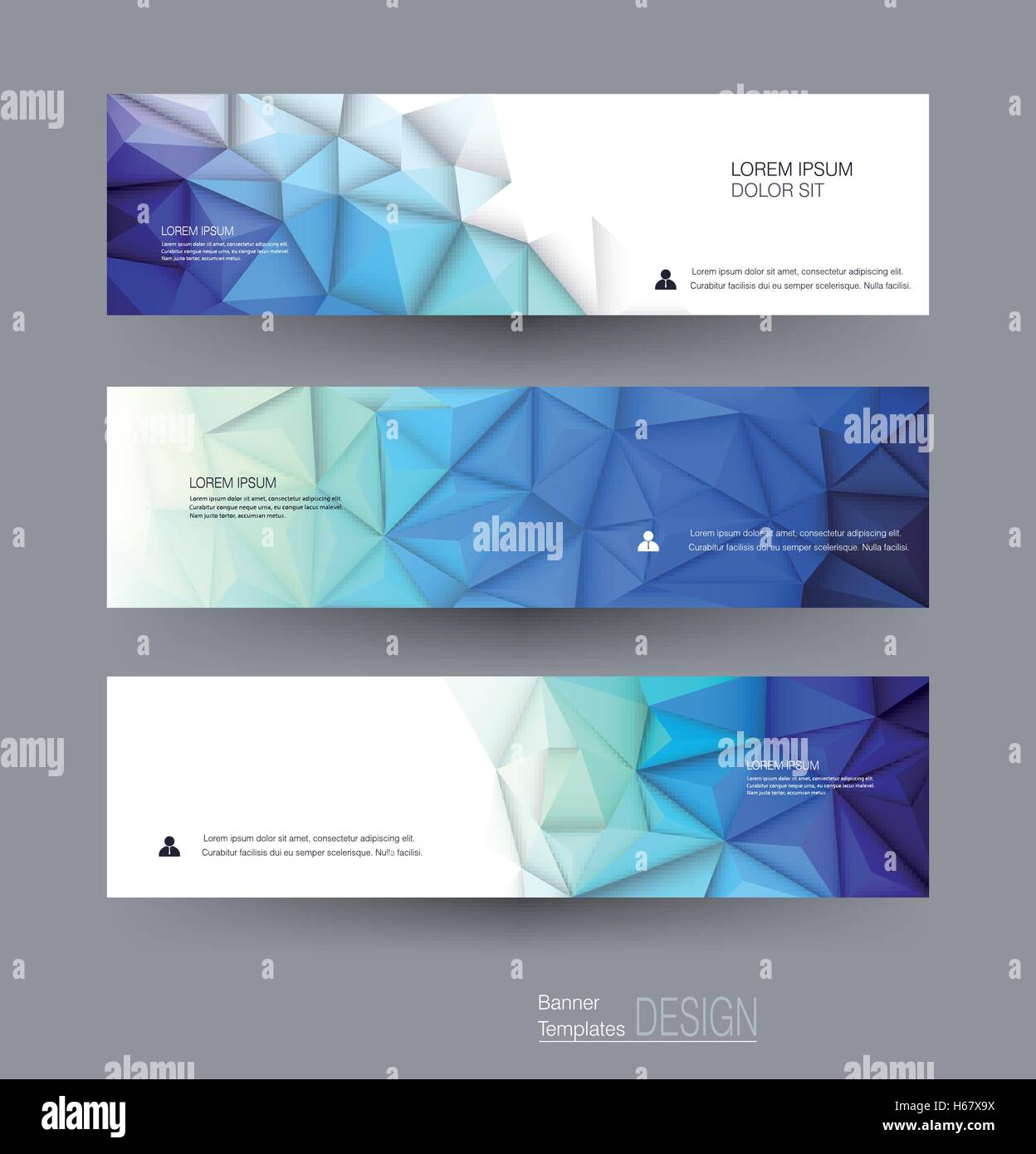 Vettore banner astratto set con poligonale, geometrica, Triangolo forma del modello. Poligonale astratta ( bassa poli ) con uno spazio vuoto. Illustrazione Vettoriale