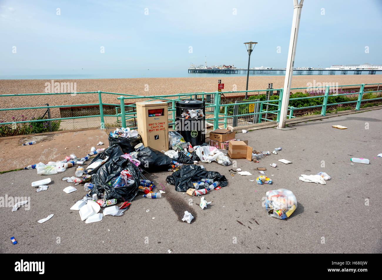 Il risultato di un lungo sciopero da parte della Brighton raccoglitori di rifiuti Foto Stock