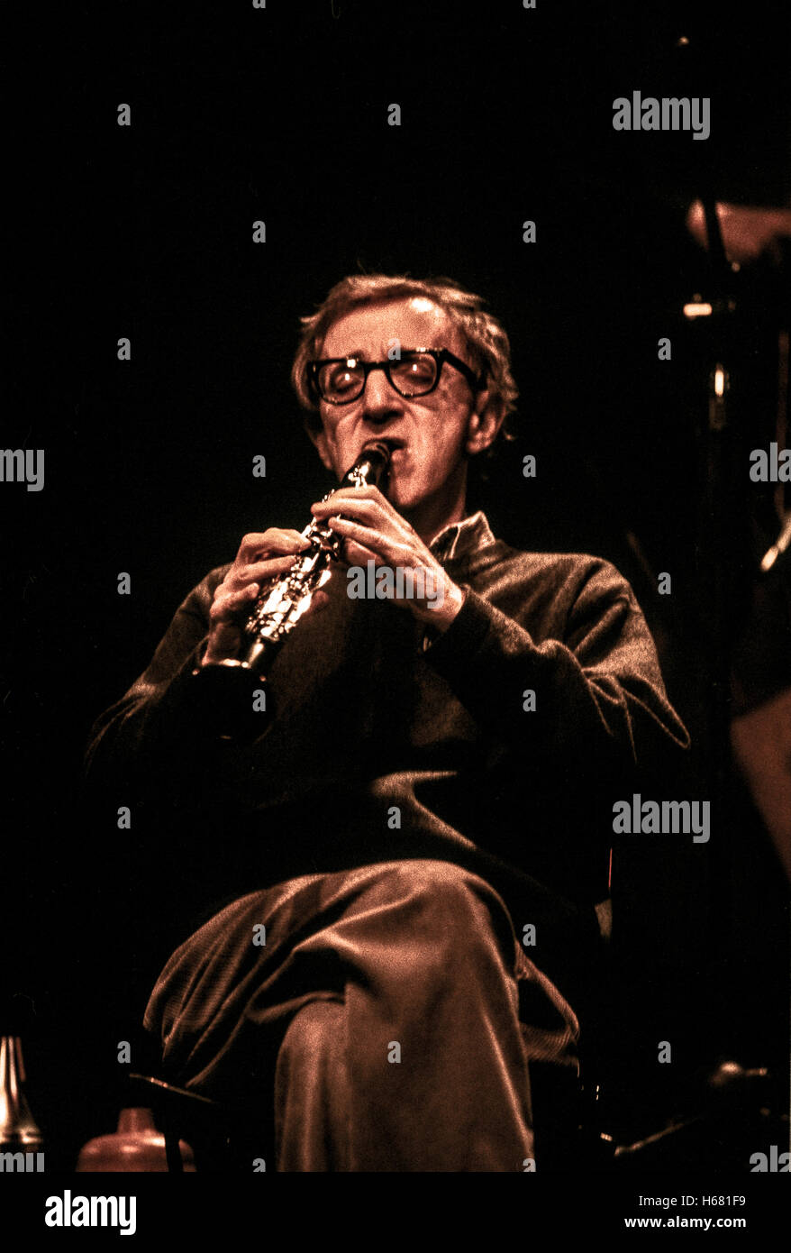 Woody Allen e la sua New Orleans jazz Band Foto Stock