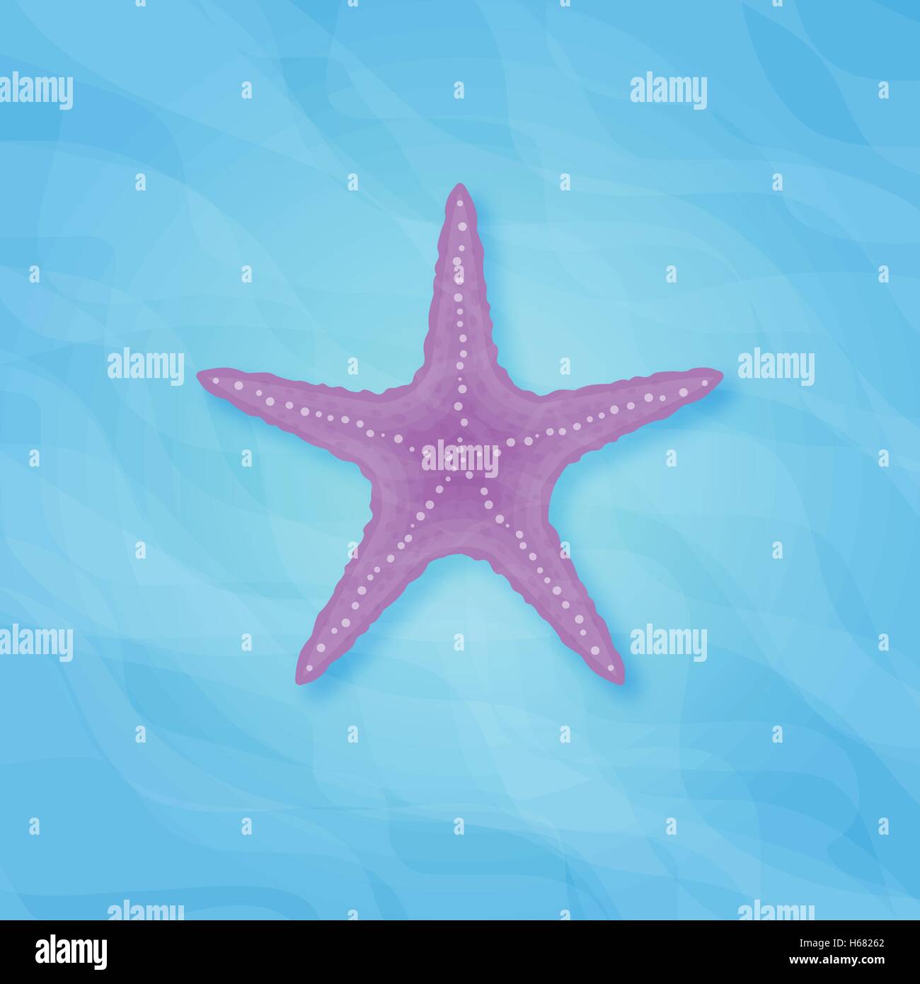 Illustrazione della stella blu su sfondo del mare Illustrazione Vettoriale