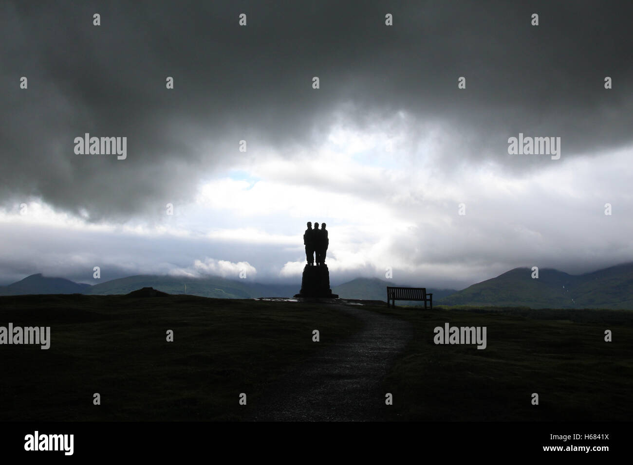 Commando Memorial a Spean Bridge, con molto moody sky Foto Stock