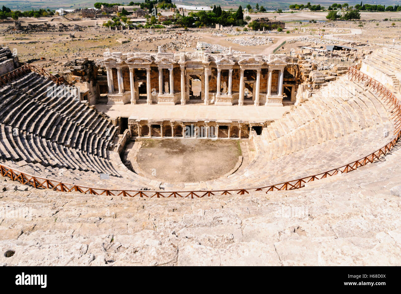 Anfiteatro romano a Hieropolis, Pamakkule, Turchia Foto Stock