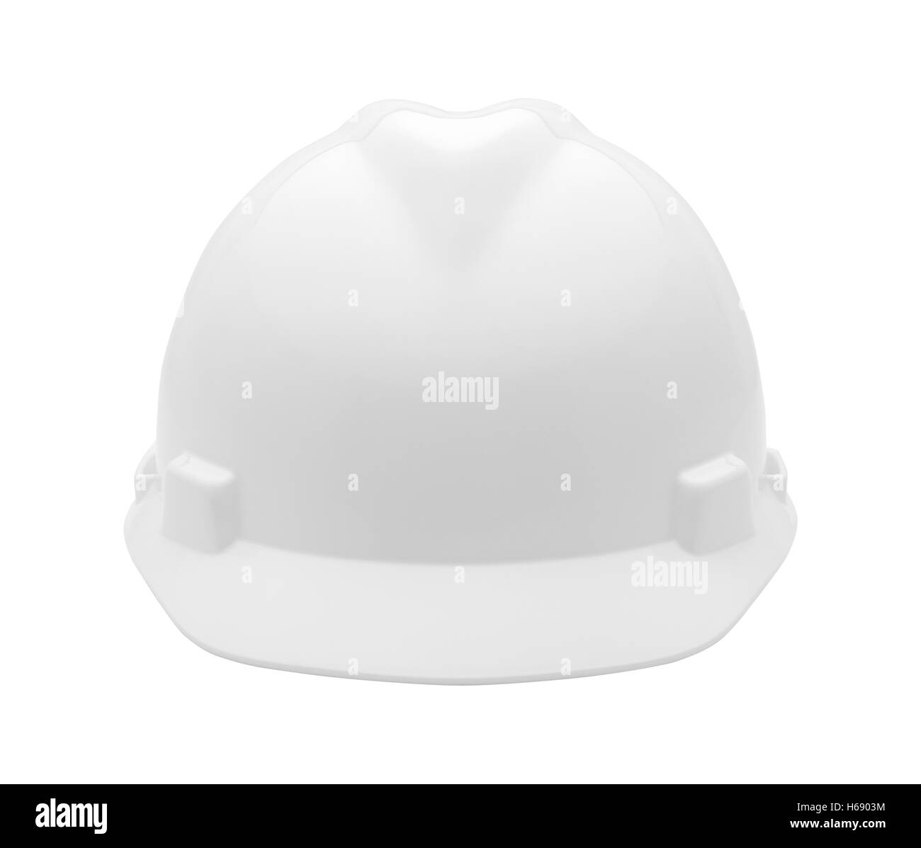 Parte anteriore del Hardhat isolati su sfondo bianco. Foto Stock