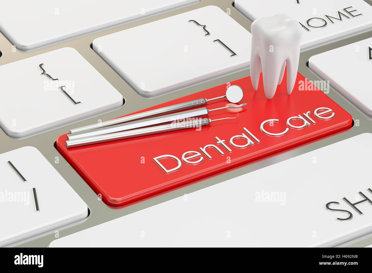Per le cure dentarie concetto, sulla tastiera, rendering 3D Foto Stock