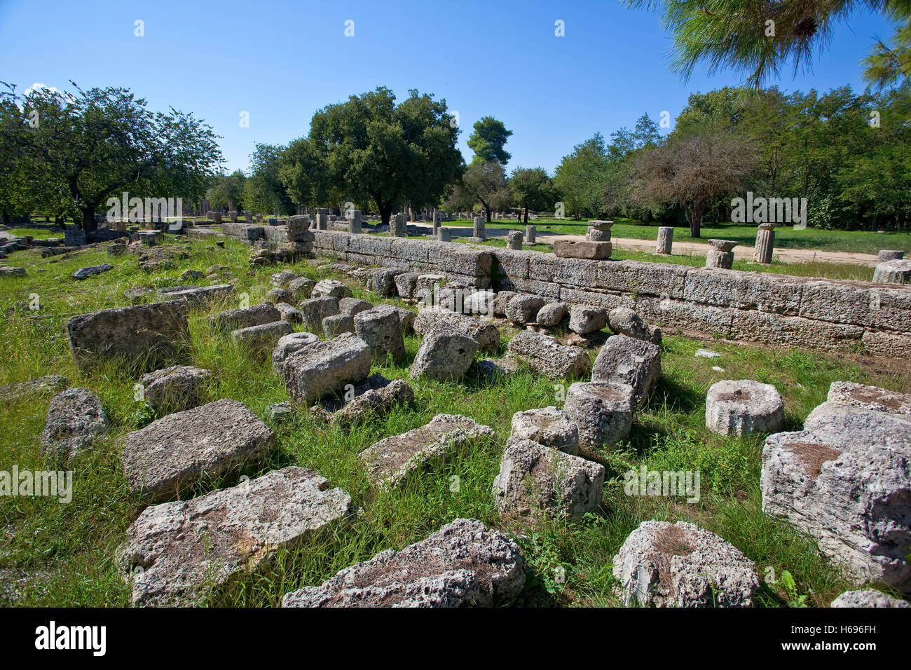 Antica Olimpia sito archeologico in Grecia Foto Stock