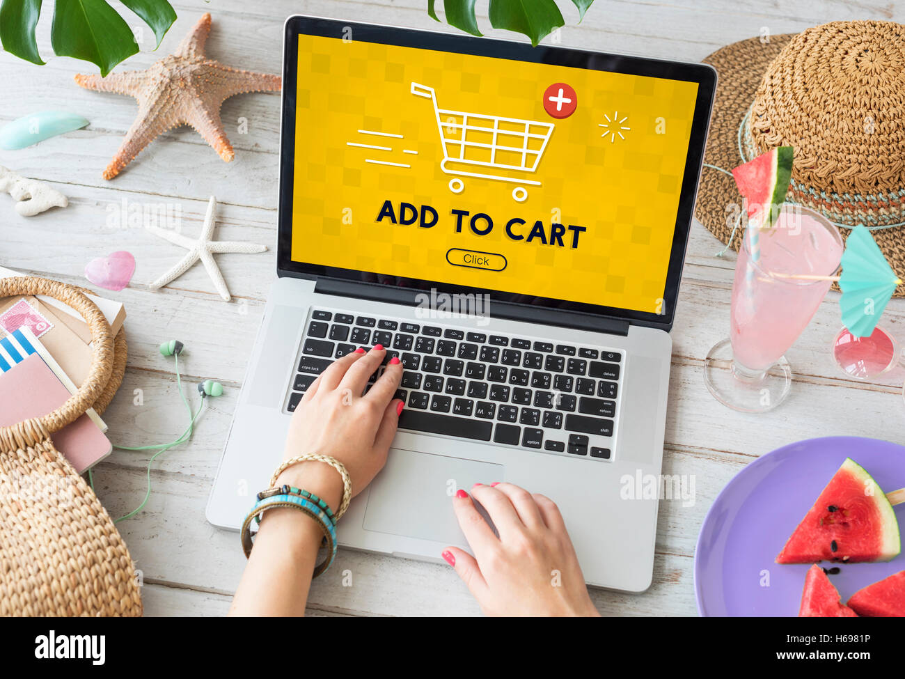 Aggiungi Carrello Acquista ora online Commerce concetto grafico Foto Stock