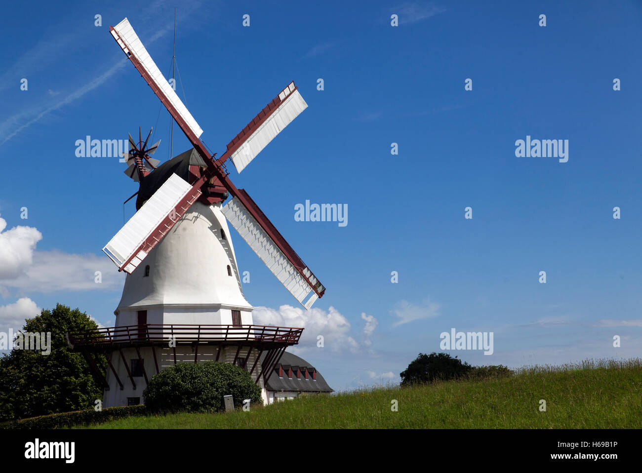 Lo storico mulino Dybbol molle a Soenderborg, Danimarca. Dybbøl Mill ha un significato iconico per la Danimarca, in quanto era al centro del feroce fi Foto Stock