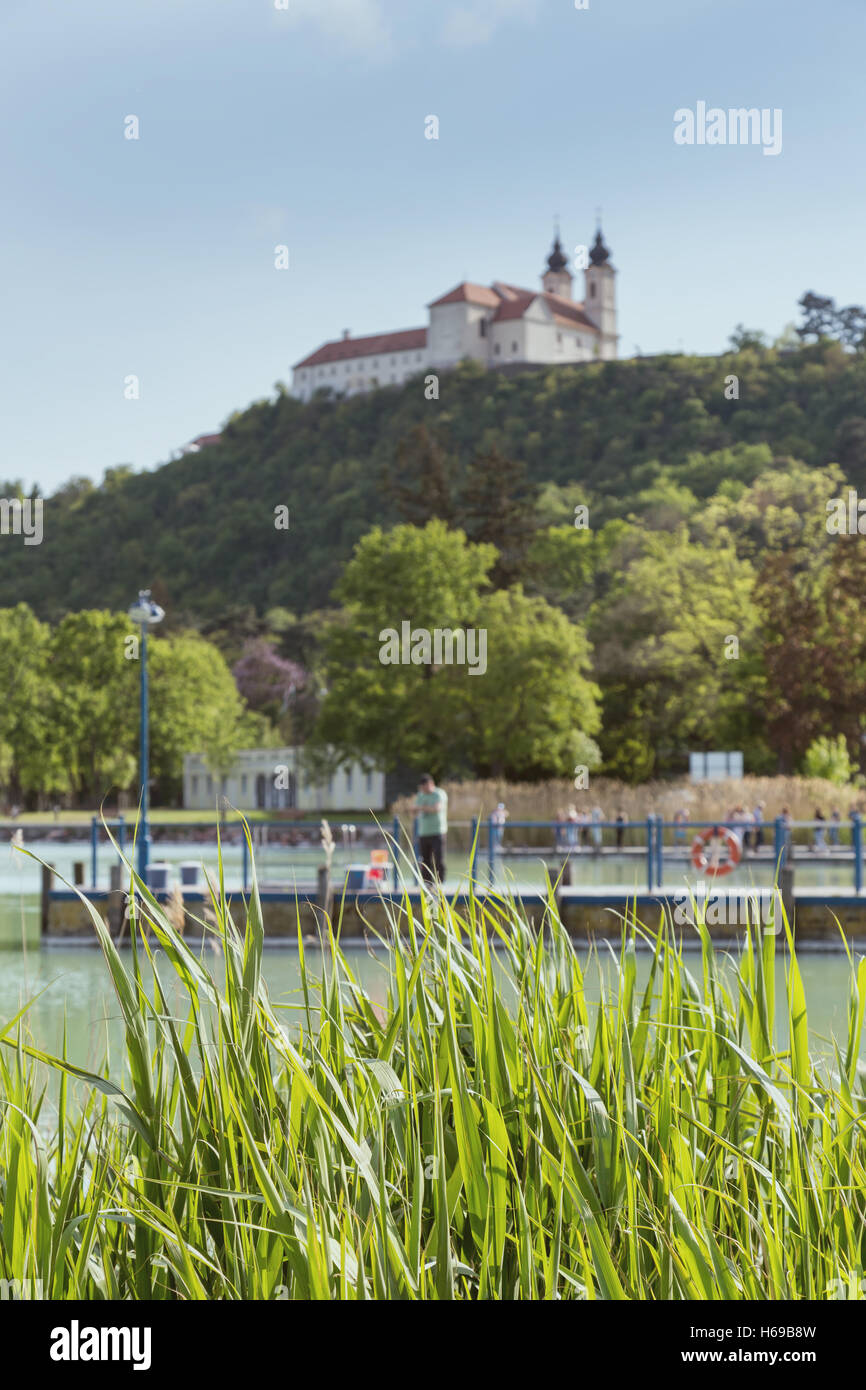 Vista della Abbazia di Tihany al Lago Balaton in Ungheria Foto Stock