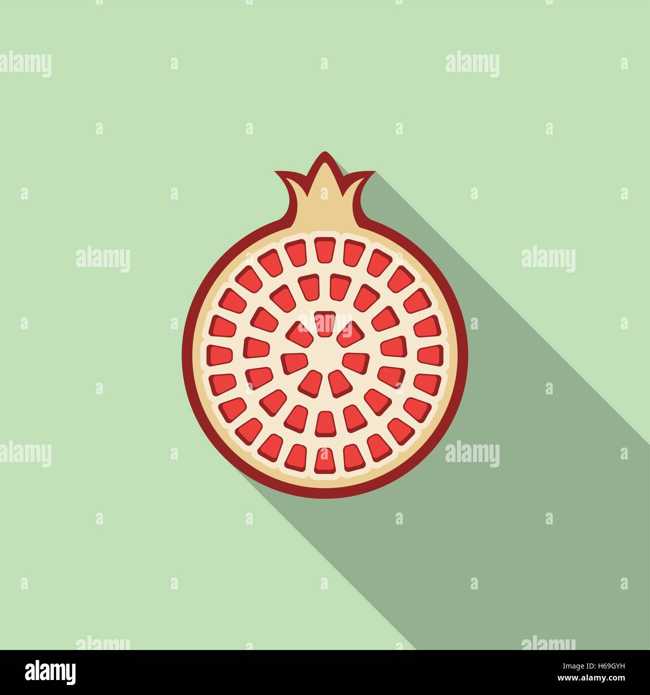 Vettore icona piatto di frutta melograno tagliare Illustrazione Vettoriale
