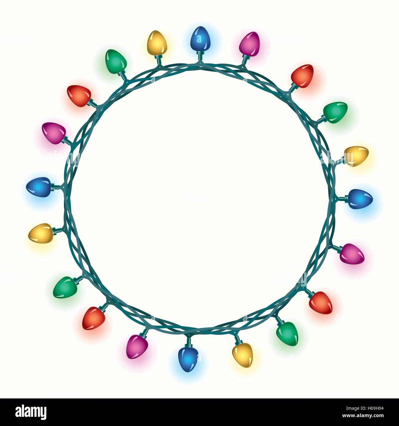 Vettore bordo rotondo di natale lampade a luce Illustrazione Vettoriale