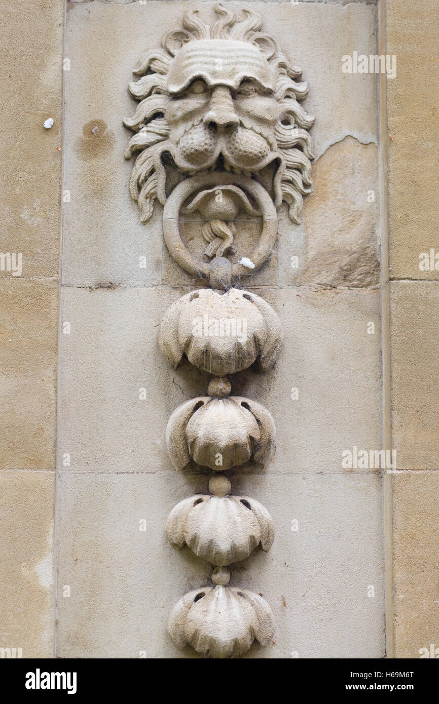 Stone Lions Head gate keeper battenti della porta Foto Stock
