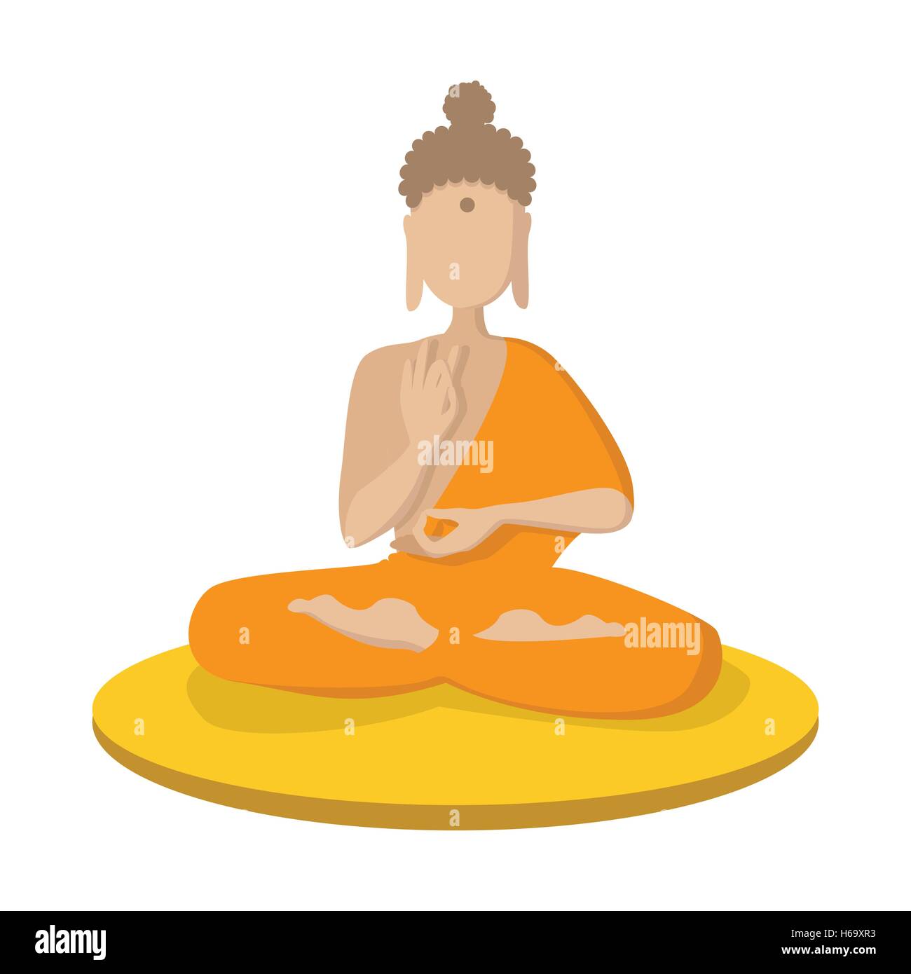 Un monaco meditando nella posizione del loto icona Illustrazione Vettoriale