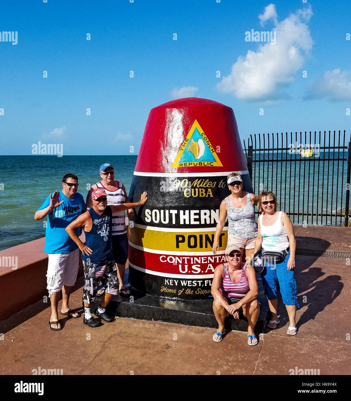 Lo spot persone hanno per visitare...punto più australe del continente USA di Key West, Florida. Foto Stock