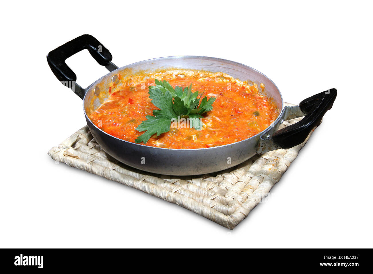 Uno turco-pan uova e peperoni (Menemen) Foto Stock