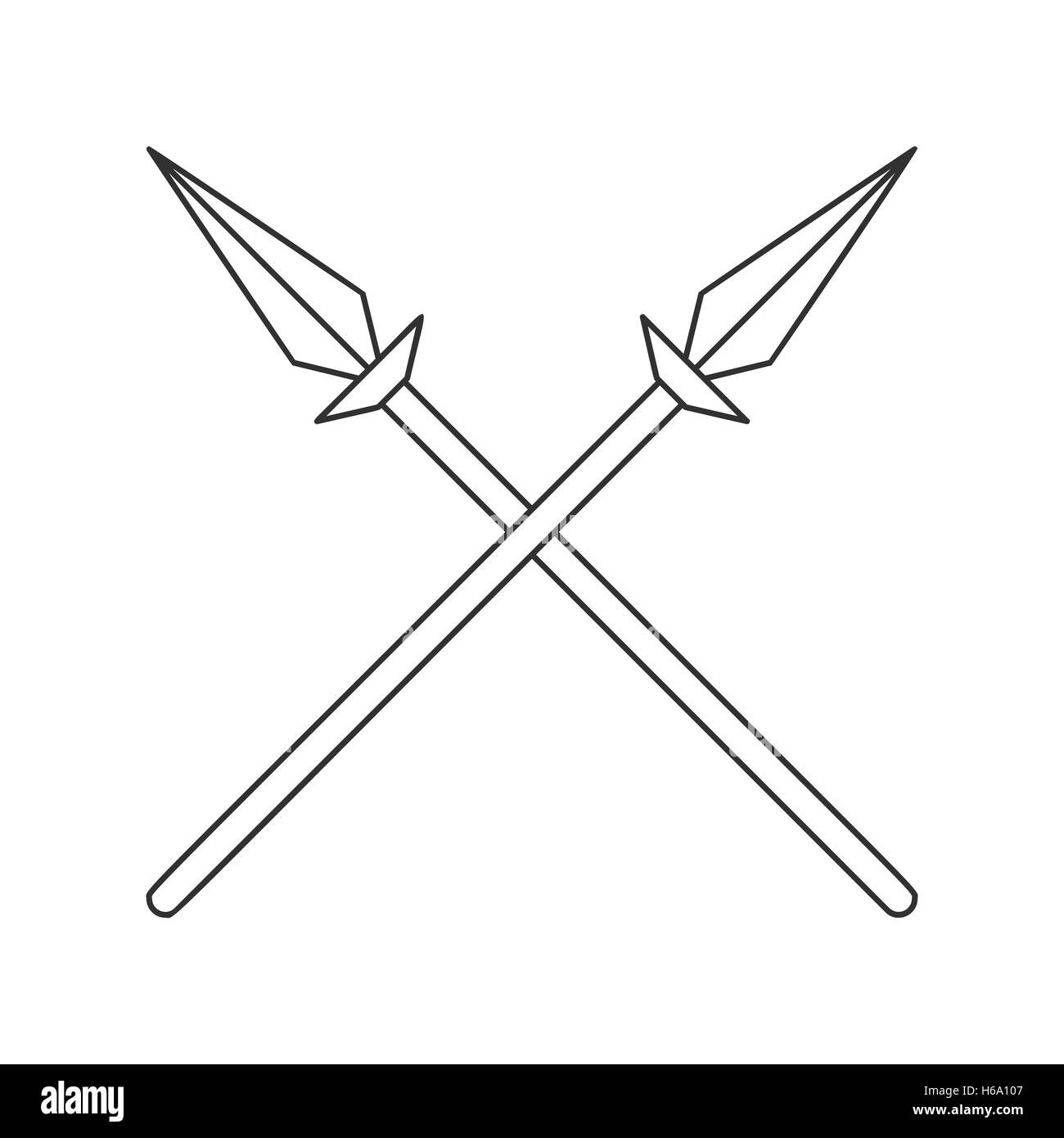 Due lance incrociate thin line icona Illustrazione Vettoriale