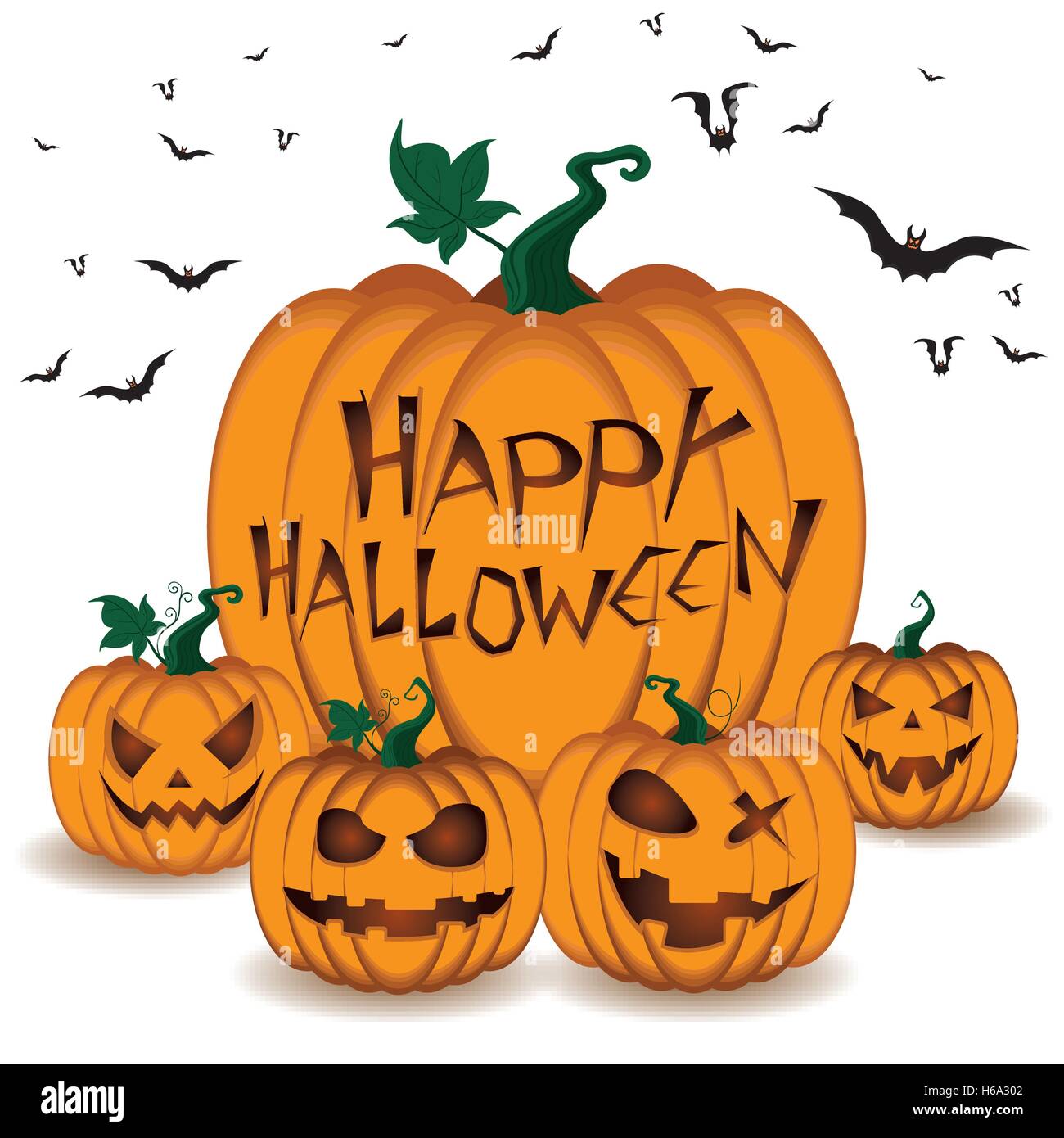 Halloween, zucca, bat, Spooky, foglie, Halloween sfondo, isolato, face, il vettore, la natura, spaventoso, cibo, decorazione, simbolo Illustrazione Vettoriale