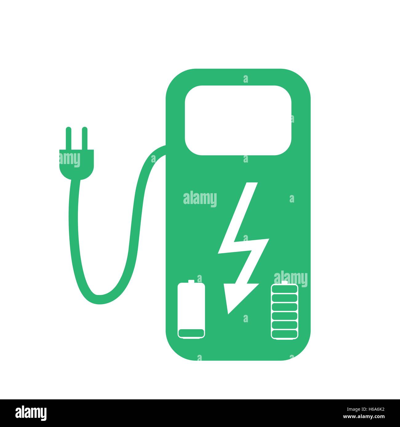 Concetto di stazione di carburante per veicoli elettrici a batterie. Vector illu Illustrazione Vettoriale
