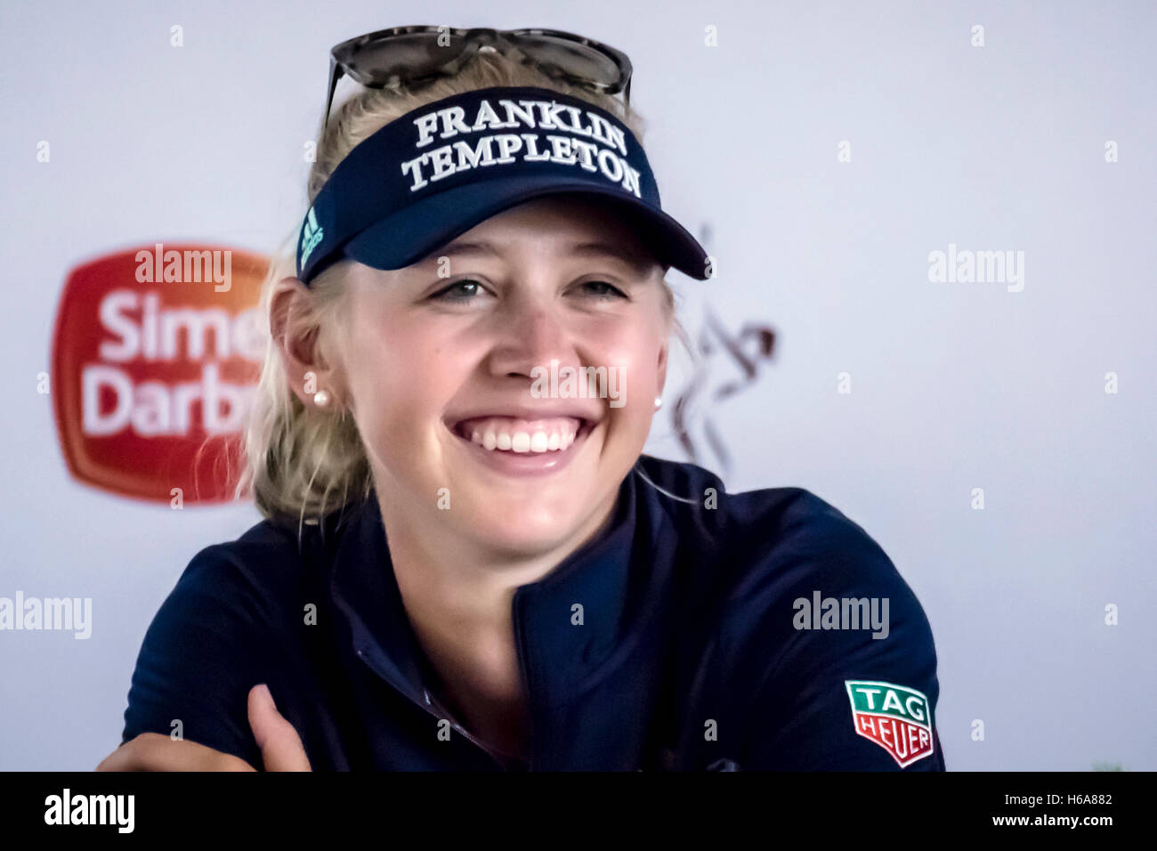 Kuala Lumpur, Malesia. 25 ott 2016. LPGA Malaysia ha tenuto una conferenza stampa a TPC Kuala Lumpur golf club con USA Jessica Korda. Korda è tornato a difendere il suo titolo ha vinto nel 2015. Credito: Danny Chan/Alamy Live News. Foto Stock