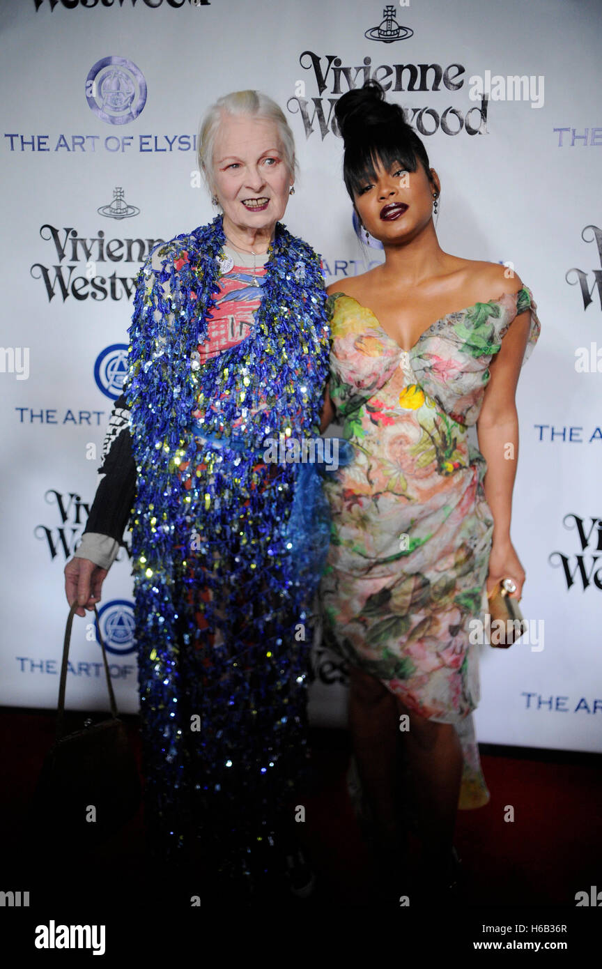 Vivienne Westwood (l) e Christina Milian assiste l'arte di Elysium 2016 cielo Gala a 3LABS su Gennaio 9th, 2016 di Culver City, California. Foto Stock