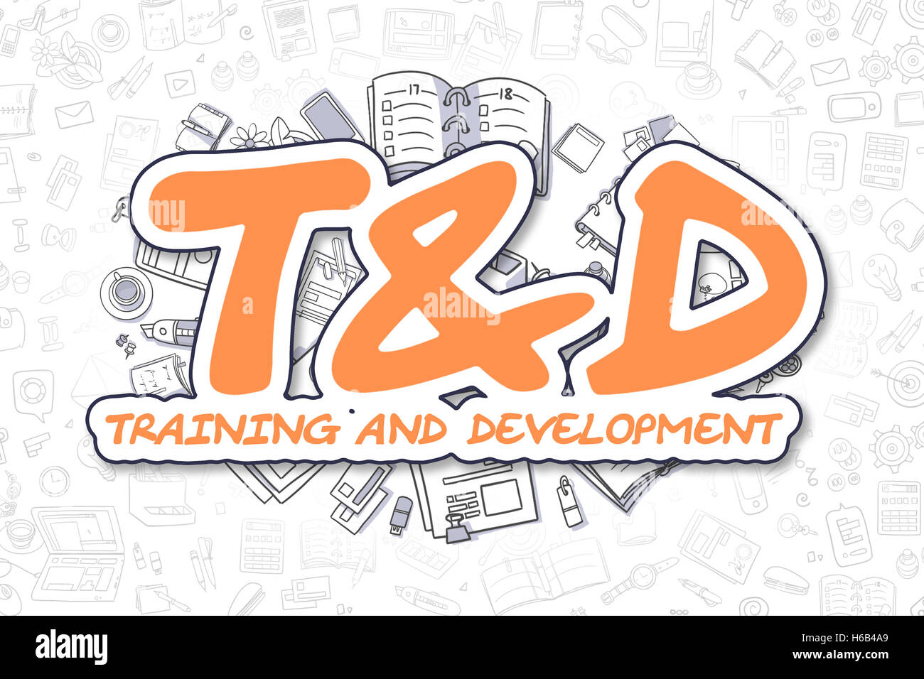 Tandd - Doodle Orange Word. Il concetto di business. Foto Stock